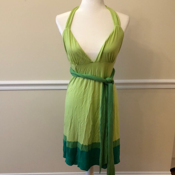 Christiane Celle Calypso Green Halter Dress Backless Size Medium EUC - Picture 1 of 7
